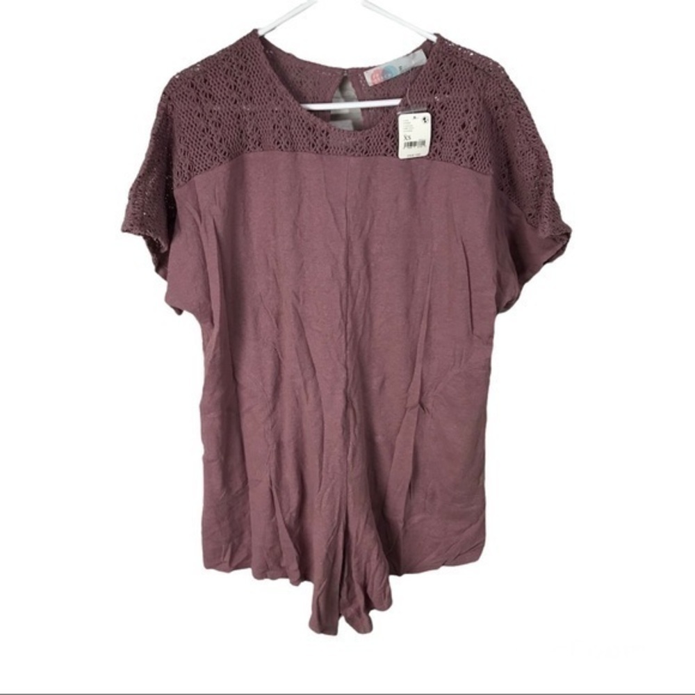 FP beach linen cotton romper lace keyhole size XS , New $78